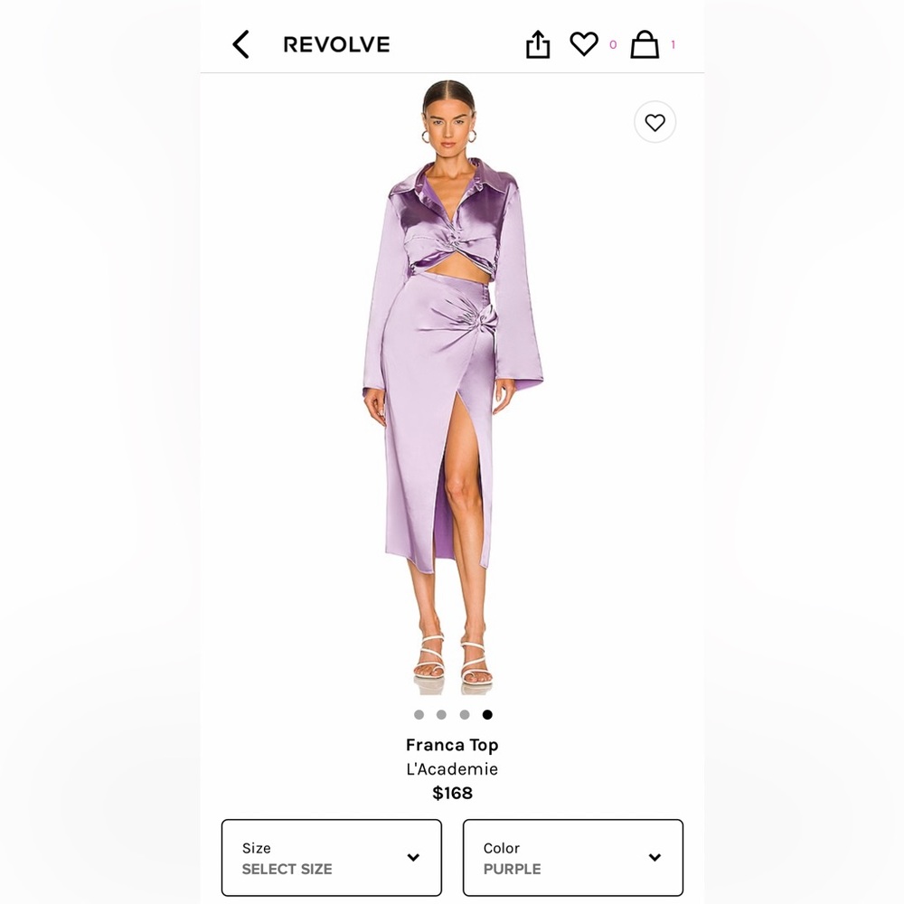 Revolve L’academie lilac satin top and skirt